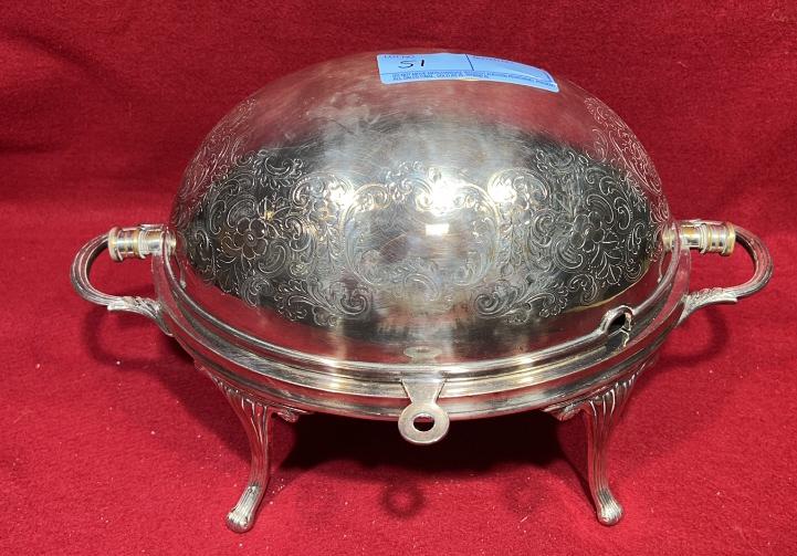 OVAL SILVER PLATE COVERED CHAFING DISH (1 of 5)