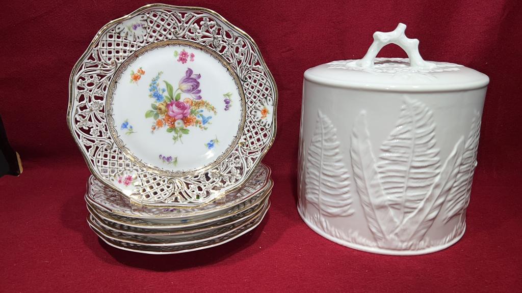 6 SCHUMANN "DRESDEN" PLATES & LARGE COVER (1 of 5)