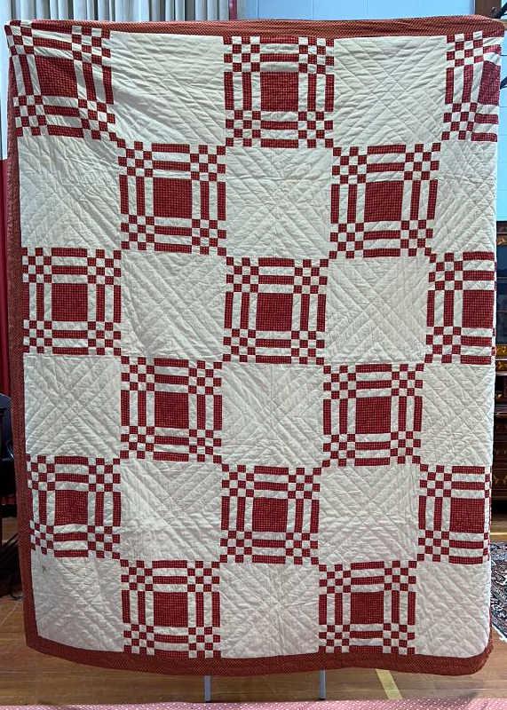 LARGE ANTIQUE RED & WHITE QUILT (1 of 6)