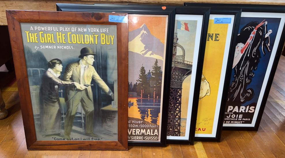 5 LARGE FRAMED REPRODUCTION POSTERS (1 of 8)