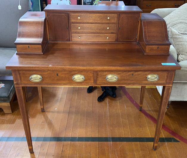 BIGGS INLAID MAHOGANY CARLTON DESK: ~
