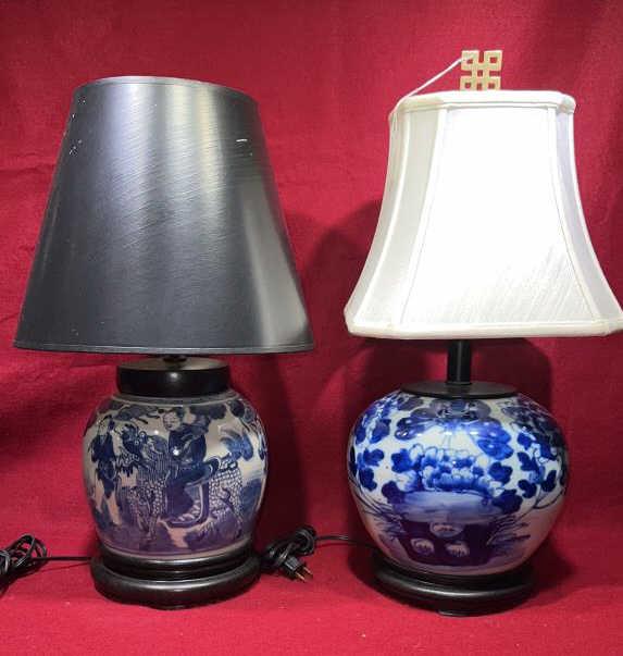 2 BLUE & WHITE ORIENTAL JAR LAMPS (1 of 8)