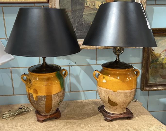 PAIR LARGE STONEWARE/ POTTERY TABLE LAMPS (1 of 3)