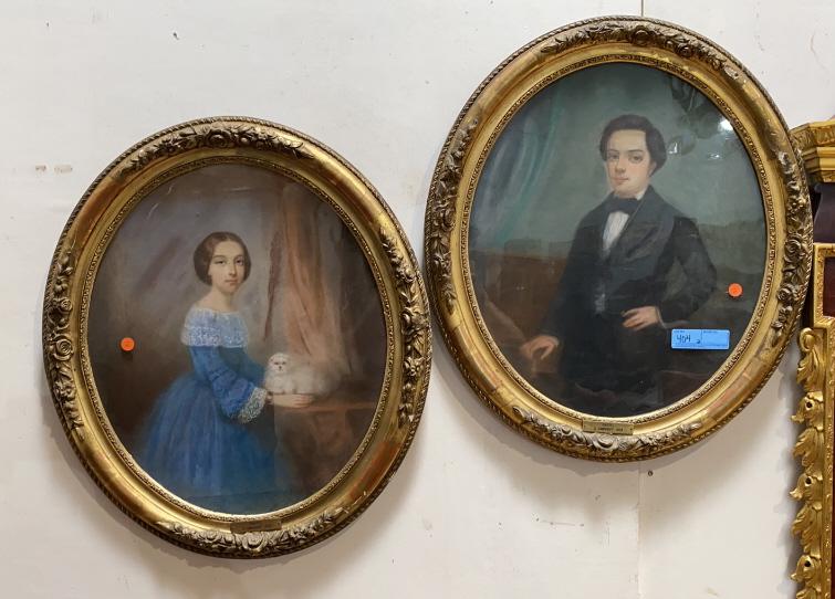 G SANGHOFT PASTEL PORTRAITS OF YOUNG MAN & WOMAN (1 of 7)