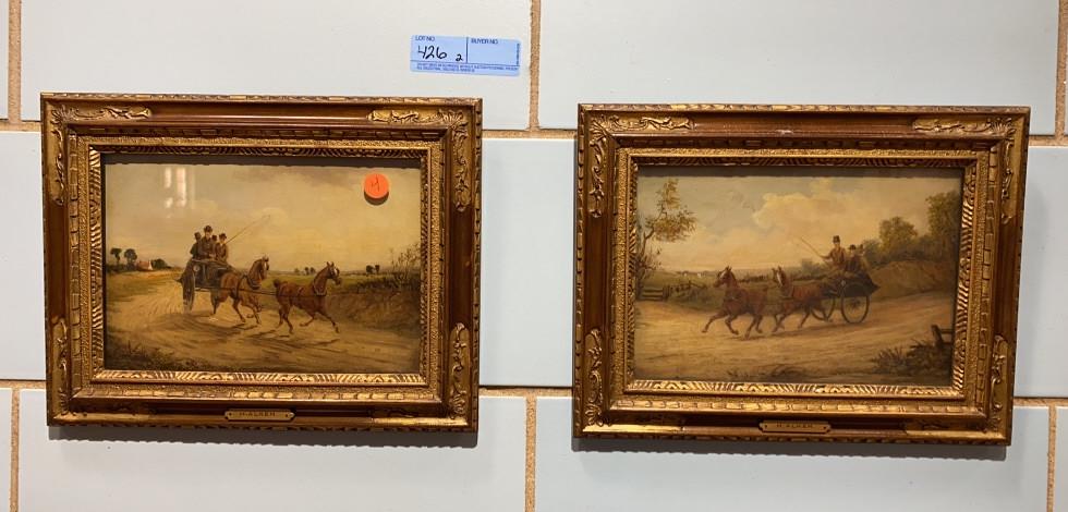 PAIR HENRY ALKEN "TANDEM" OIL PAINTINGS ON BOARD (1 of 8)
