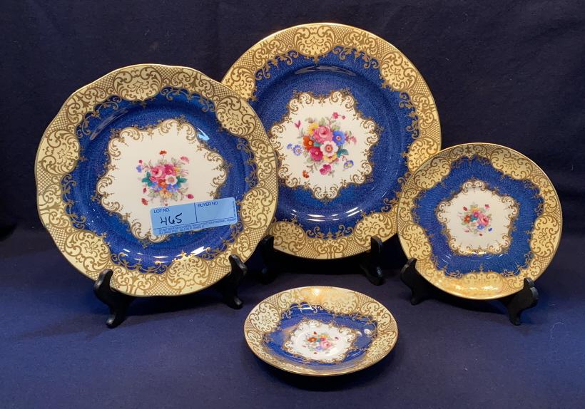 PARTIAL SET OF ROYAL CROWN STAFFORDSHIRE DISHES: 12 DINNER PLATES, 11 LUNCHEON PLATES, 11 BREAD PLATES, 12 LARGE SAUCERS, 13 SAUCERS