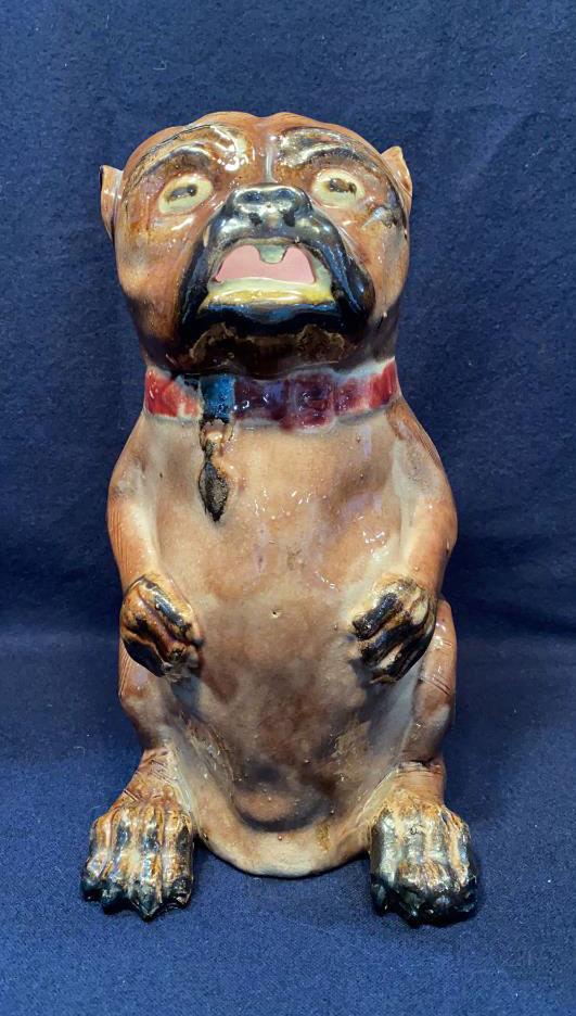 MAJOLICA "BULL DOG" PITCHER  ~  10 1/2" TALL (1 of 5)