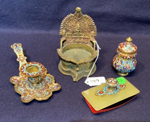 COLLECTION OF ORIENTAL DESK PIECES: ~
