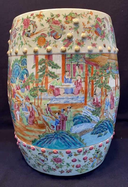 LARGE ANTIQUE ROSE MEDALLION GARDEN SEAT ~ 18 (1 of 8)