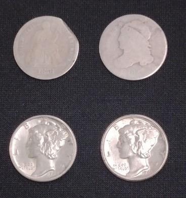 4 VARIOUS DIMES SILVER COINS (1 of 5)