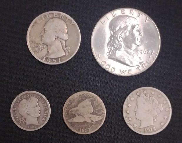 5 VARIOUS ANTIQUE SILVER COINS (1 of 2)