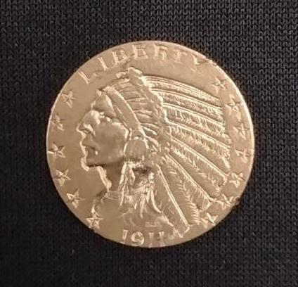 1911 INDIAN HEAD FIVE DOLLAR GOLD COIN (1 of 3)