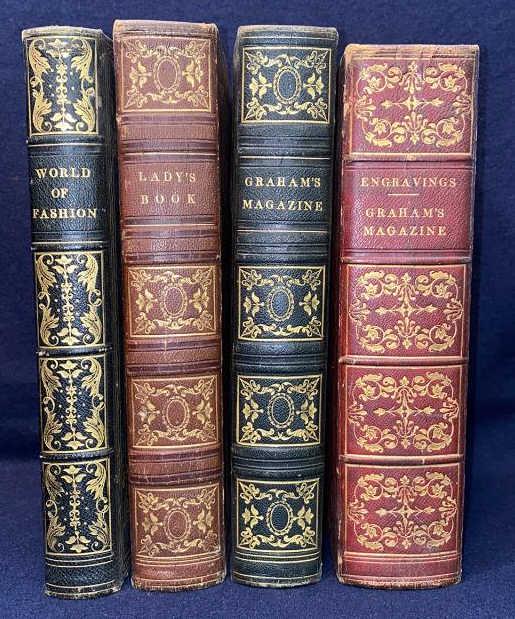 4 LEATHER BOUND MAGAZINES 1840's (1 of 6)