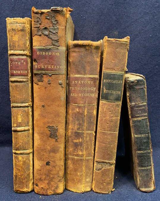 5 ANTIQUE ACADEMIC LEATHER BOUND BOOKS (1 of 14)