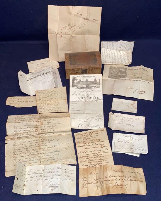 ANTIQUE WALLPAPER BOX FULL OF DOCUMENTS (1 of 11)