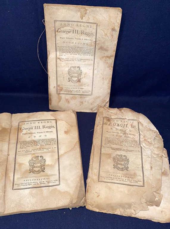 3-18th C. ANNO REGNI GEORGII III REGIS: 1766, 1769, 1772. - PRINTED & SOLD BY DAVID HALL