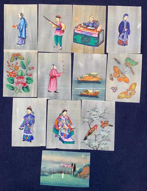 12 - 19th CENTURY CHINESE RICE PITH PAINTINGS (1 of 8)