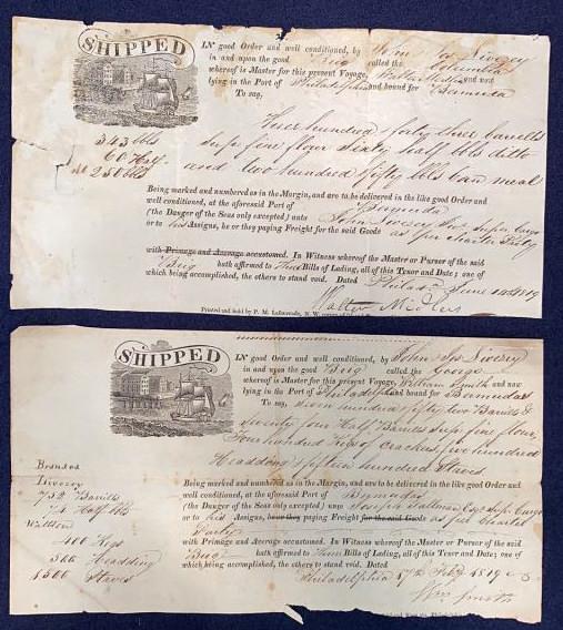 2 SHIPPING DOCUMENTS FOR BERMUDA VOYAGES 1819 (1 of 10)