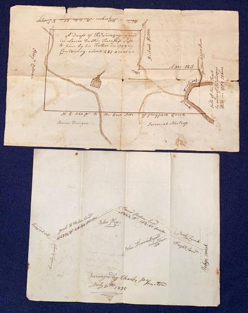 2 ANTIQUE PENNSYLVANIA DRAWN PROPERTY SURVEY MAPS (1 of 8)