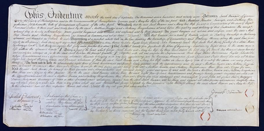 1799 PHILADELPHIA VELLUM LAND INDENTURE (1 of 9)
