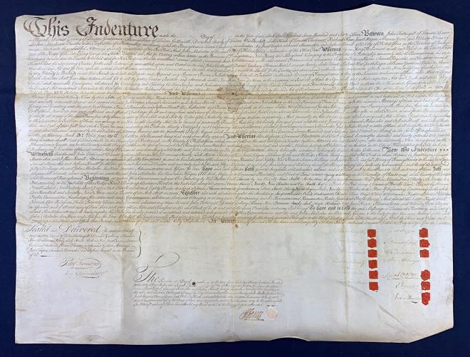 1763 JOHN FOTHERGILL SIGNED PA VELLUM INDENTURE (1 of 10)