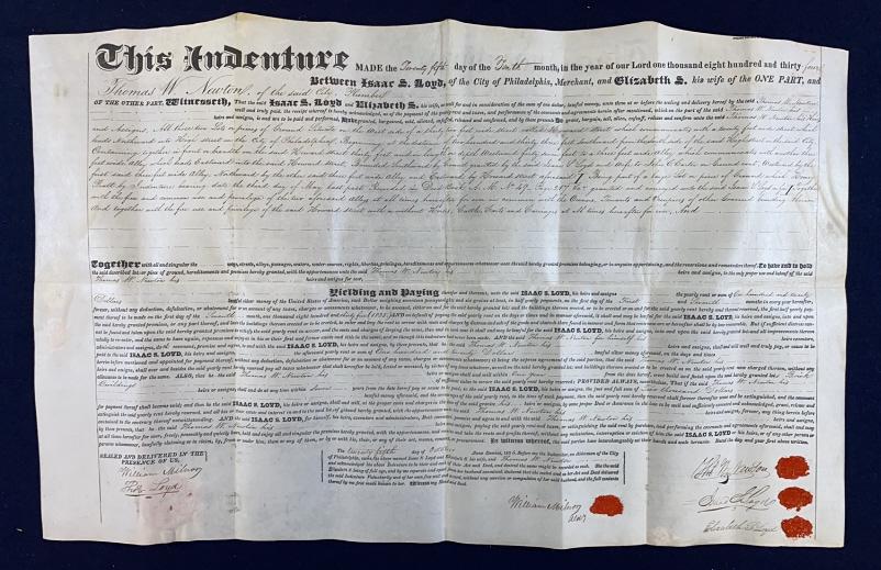 1834 PHILADELPHIA, PENNSYLVANIA LAND INDENTURE (1 of 10)