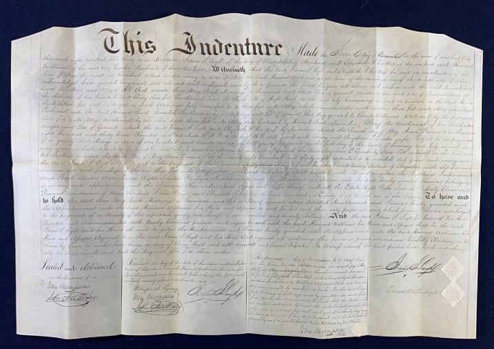 1839 PHILADELPHIA, PENNSYLVANIA LAND INDENTURE (1 of 7)