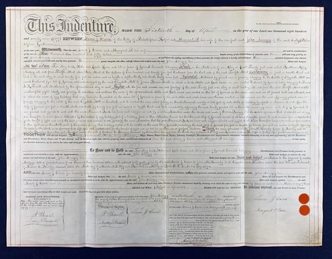 1877 PHILADELPHIA, PENNSYLVANIA LAND INDENTURE (1 of 8)