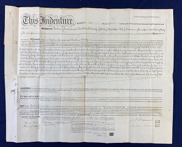 1855 PHILADELPHIA, PENNSYLVANIA LAND INDENTURE (1 of 9)