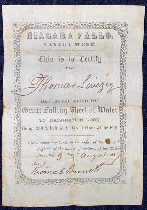 1844 NIAGRA FALLS CANADA WEST CERTIFICATE (1 of 3)