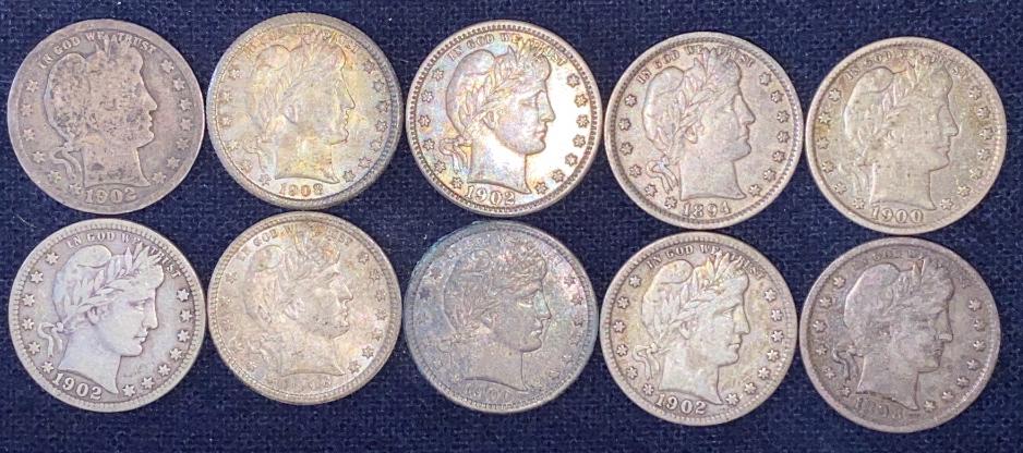 10 BARBER SILVER QUARTERS (1 of 4)