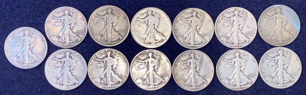 13 ANTIQUE SILVER HALF DOLLARS (1 of 5)