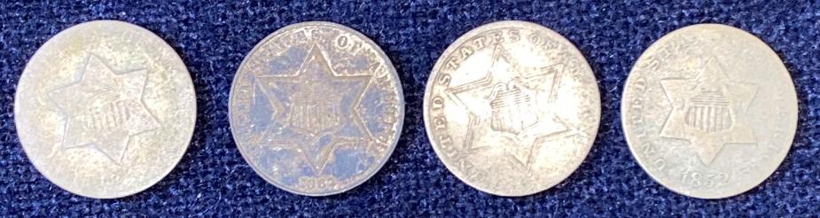 4 ANTIQUE SILVER 3 CENT NICKELS (1 of 3)