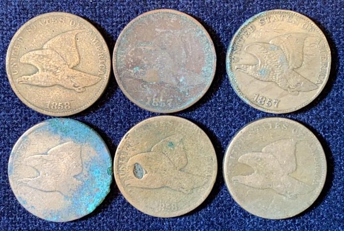 6 FLYING EAGLE ONE CENT PIECES (1 of 5)