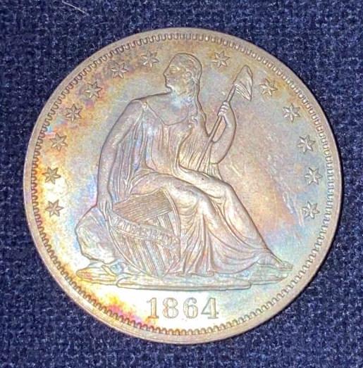 1864 SEATED LIBERTY SILVER HALF DOLLAR (1 of 4)