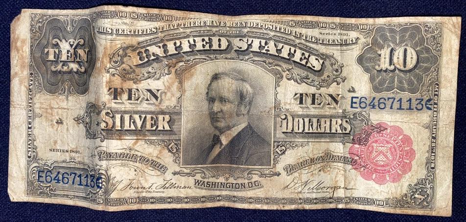 1891 US $10 SILVER CERTIFICATE (1 of 4)
