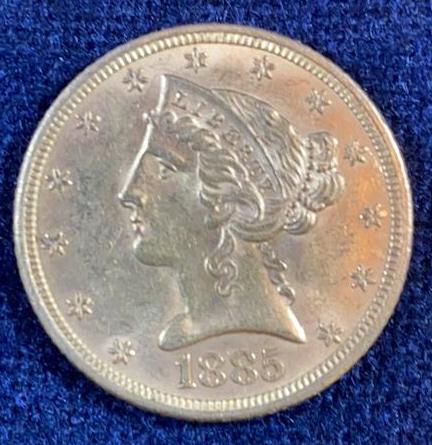 1885 $5 LIBERTY HEAD GOLD COIN (1 of 4)