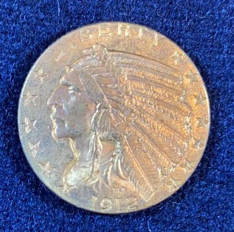 1912 $5 INDIAN HEAD GOLD COIN (1 of 3)