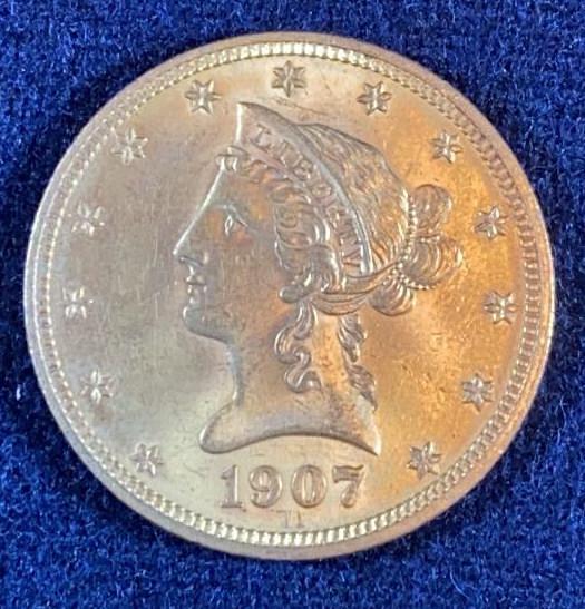 1907 $10 LIBERTY HEAD GOLD COIN (1 of 3)