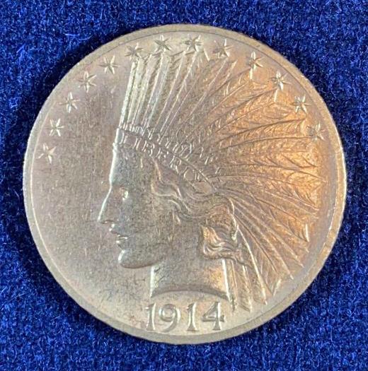 1914 $10 INDIAN HEAD GOLD COIN (1 of 3)