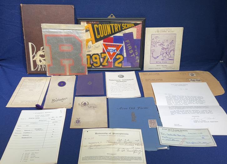 LOT OF SCHOOL RELATED EPHEMERA & PATCHES: ~