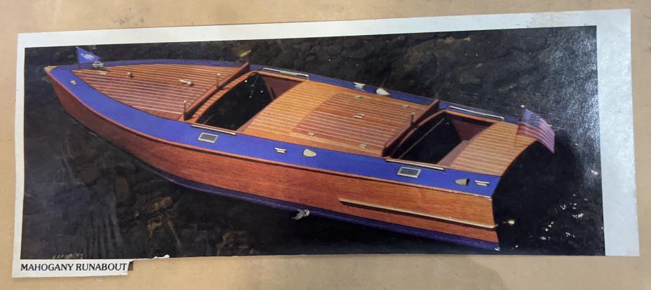 MAHOGANY RUNABOUT BOAT MODEL KIT: NEW IN BOX