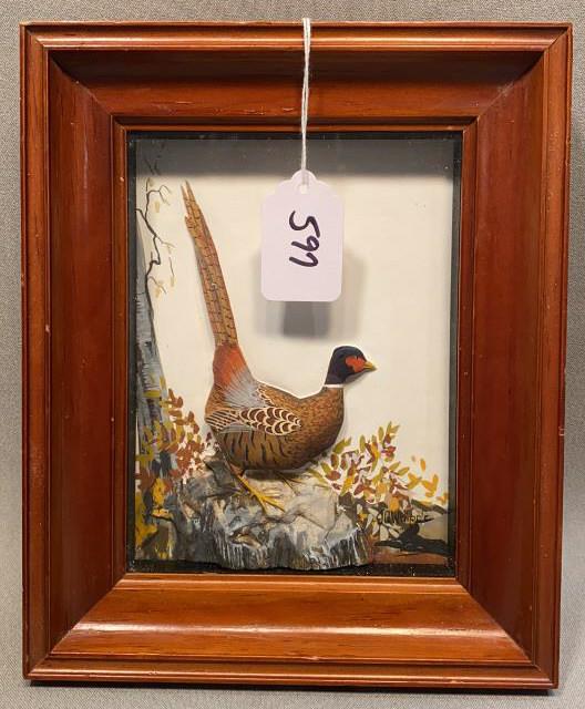 JOSEPH WHIPPLE PHEASANT DECOY UNDER GLASS: ~