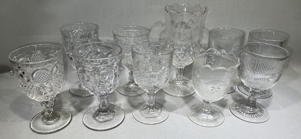 ANTIQUE CLEAR STEMWARE LOT (1 of 4)