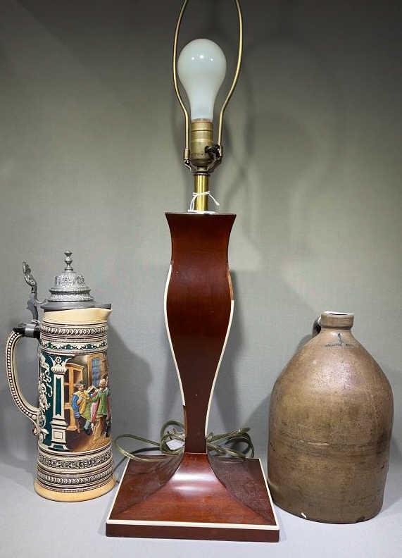 1 GAL. MASS. JUG, LG BEER STEIN & WOODEN LAMP (1 of 7)