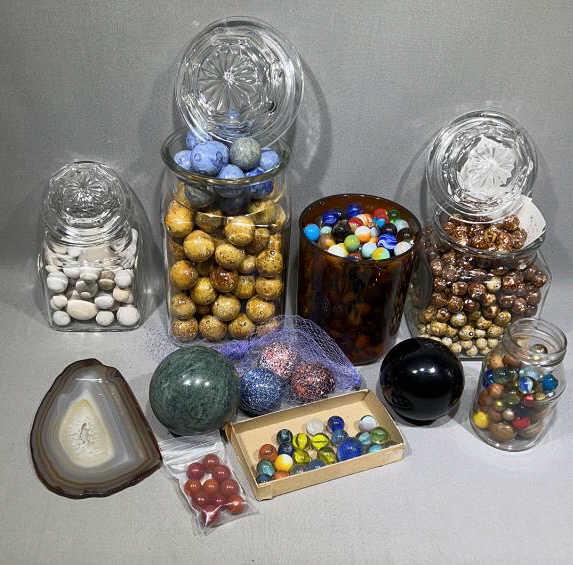 LARGE LOT OF MARBLES, STONES ETC (1 of 6)