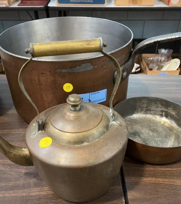 COPPER KETTLE, SMALL PAN, COPPER PLATED POT 12