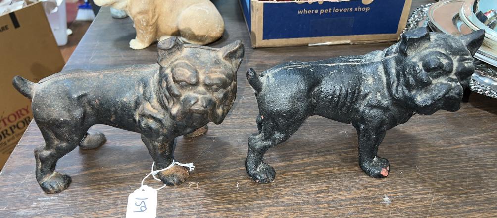CAST IRON BULLDOG BANK & BULL DOG DOOR STOP (1 of 4)