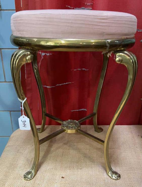 HEAVY BRASS VANITY STOOL: ~