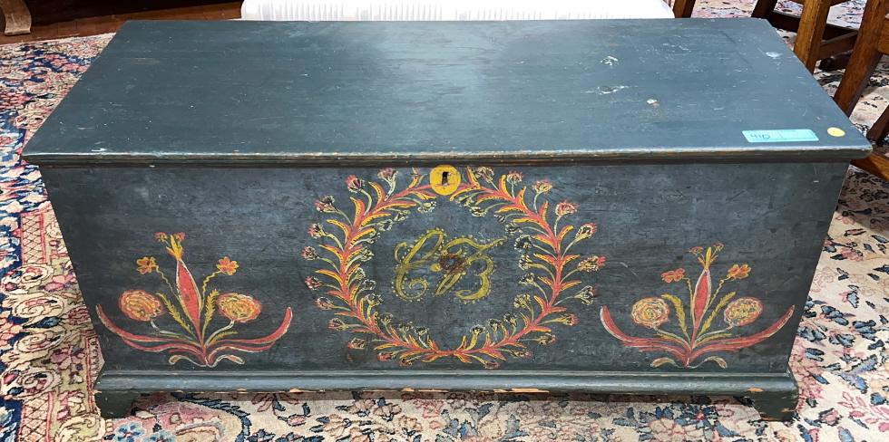 ANTIQUE PAINT DECORATED BLANKET CHEST (1 of 6)